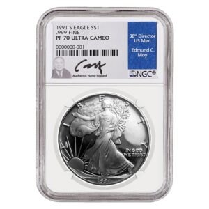 1991 Silver American Eagle Proof 70 Coin