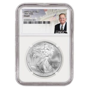 1995 Silver American Eagle MS69 coin - David Ryder label