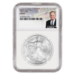 2006 Silver American Eagle MS69 Coin - David Ryder Label