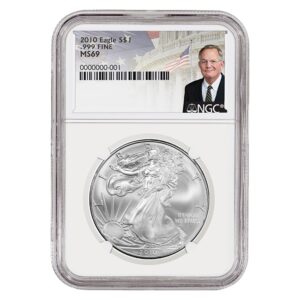 2010 Silver American Eagle MS69 Coin - David Ryder Label