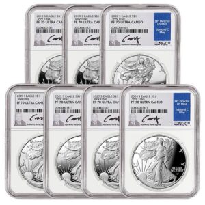 2018-2024 - San Francisco Mint Silver American Eagle PF70 Coins