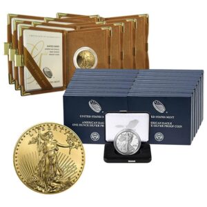 (6) 1oz Gold Eagle Proof Raw Coins & (60) 1oz Silver Eagle Proof Raws + (1) Free 1/10 oz Gold Eagle coin