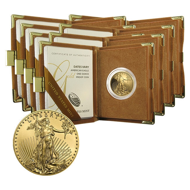 (8) 1oz Gold American Eagle Proof Raw Coins + (1) Free 1/10 oz Gold Eagle coin