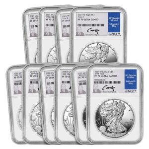 Silver American Eagle 10-Coin PF70 Set (2020 - 2021)